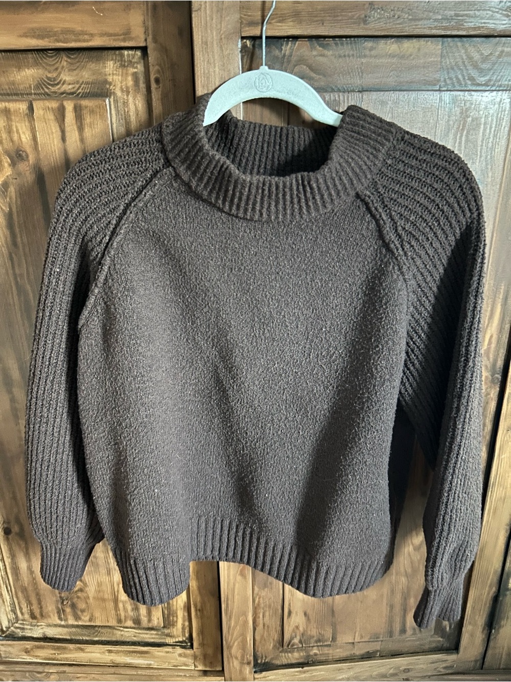 Sincerely Jules Chocolate Brown Ribbed Crewneck Sweater